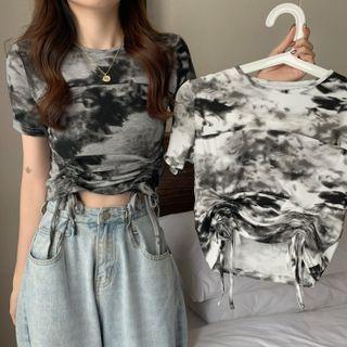 Short-sleeve Dyed Drawstring Top