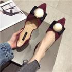 Bow-accent Faux Suede Pointed Flats