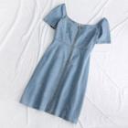 Short-sleeve Washed Denim Mini Bodycon Dress