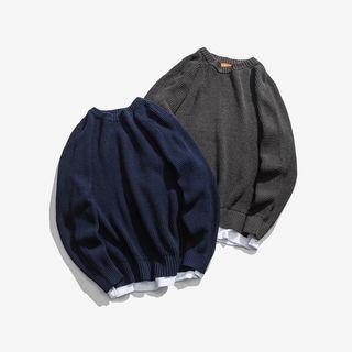 Inset Round-neck Knit Sweater
