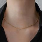 Metal Bead Choker Necklace Gold - One Size