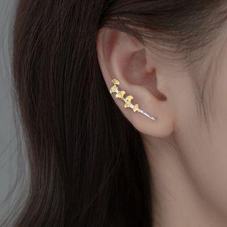 Leaf Sterling Silver Earring 1 Pair - Silver & Gold - One Size