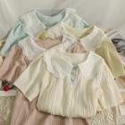Lace-collar Loose Polo Shirt