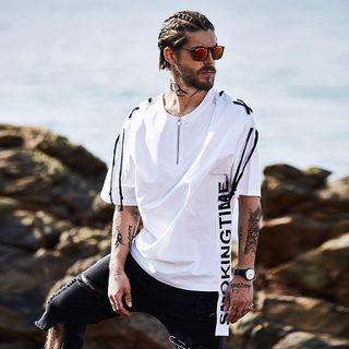 Short-sleeve Lace-up Lettering Top