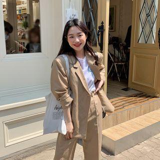 Linen Blend Formal Boxy Blazer