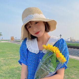 Woven Lace Trim Sun Hat