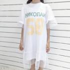 Short-sleeve Print Mesh Overlay T-shirt Dress