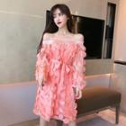 Dot Off-shoulder Long-sleeve Dress