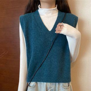 V-neck Knit Horse Vest