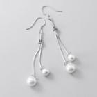 925 Sterling Silver Faux Pearl Dangle Earring 1 Pair - S925silver - One Size