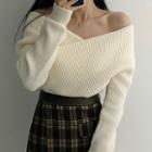 Off-shoulder Crisscross Cropped Sweater
