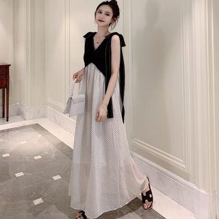 Contrast Spaghetti-strap Dress As Shown In Figure - One Size