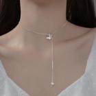 Butterfly Faux Pearl Pendant Y Sterling Silver Choker S925 Silver Necklace - Silver - One Size