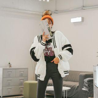 Faux-fur Contrast-trim Blouson Jacket