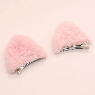 Set Of 2: Fleece Ear Accent Hair Clip