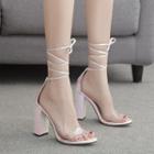 Pvc Strap Chunky Heel Strappy Sandals