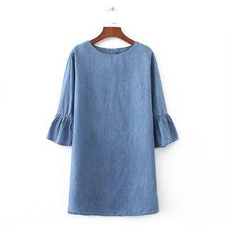 Ruffled Denim A-line Dress