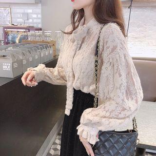 Lace Long-sleeve Blouse / Glittered Skirt