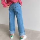 Fringe-trim Wide-leg Jeans