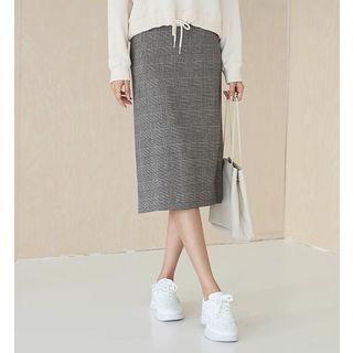 Zip-back Glen-plaid Skirt