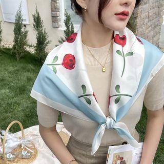 Rose Print Scarf Rose Print - Blue & White - One Size