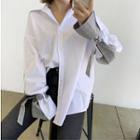 Buckled Cuff Plaid Panel Shirt / Wide Leg Pants
