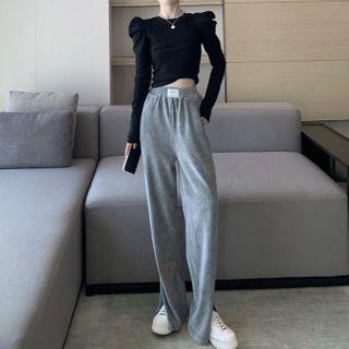 Puff-sleeve T-shirt / Wide Leg Pants