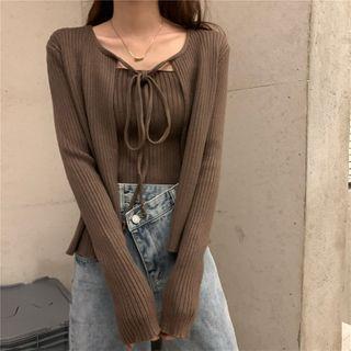 Set: Plain Cardigan + Plain Tank Top