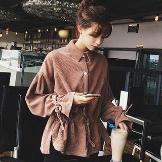 Long-sleeve Drawstring Blouse