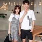 Couple Matching Plaid Panel Short Sleeve T-shirt / Short Sleeve T-shirt Dress