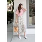 Elastic-waist Pattern Chiffon Long Skirt