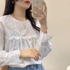 Eyelet Long-sleeve Blouse