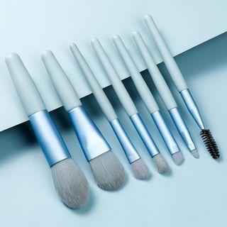 Set Of 7: Makeup Brush With Bag Set Of 7 - Blue - One Size