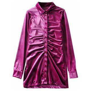 Ruched Velvet Shirt