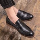 Faux-leather Stitched Cutout Loafers