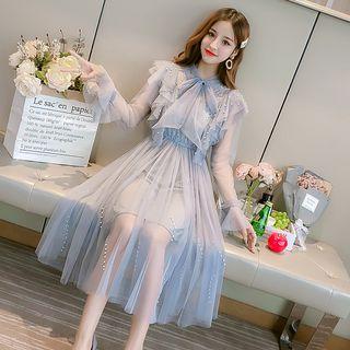 Set: Mesh Long-sleeve A-line + Slipdress