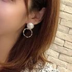 Hoop Faux Pearl Drop Earring / Ear Clip