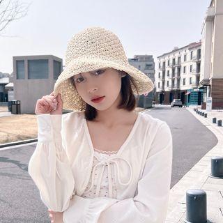 Lace Up Straw Sun Hat