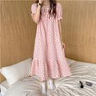 Short-sleeve Floral Print Sleep Dress Pink - One Size