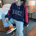 Loose-fit Embroidered Colorblock Sweatshirt