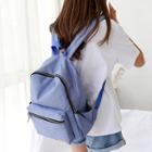 Contrast Zipper Plain Backpack