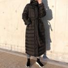 Hooded Duck Down Padding Long Coat Black - One Size