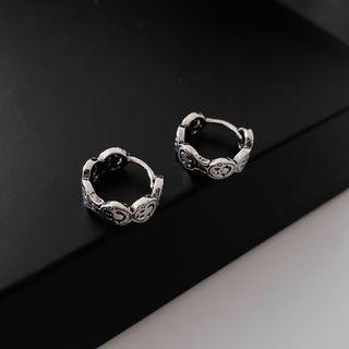 Smiley Hoop Earring 1 Pair - Silver - One Size