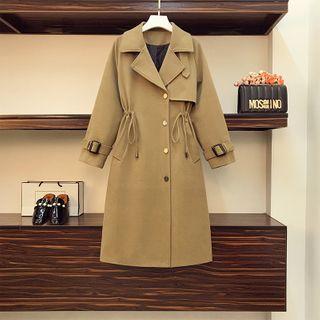 Drawstring Single-breasted Midi Coat