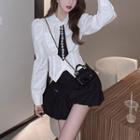 Set: Mock Two-piece Shirt + Skort