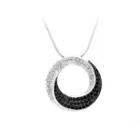 925 Sterling Silver Round Pendant With White And Black Cubic Zircon And Necklace