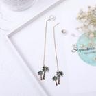 Faux Pearl Palm Tree Dangle Earring Threader Earring - Palm Tree - One Size