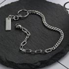 Lettering Bar Chain Bracelet Geometry Bracelet - Silver - One Size