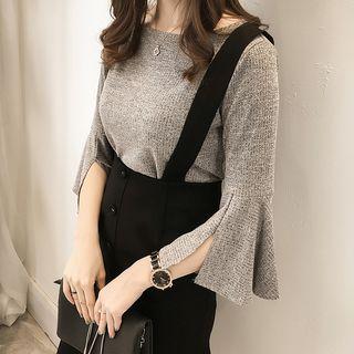 Set: 3/4-sleeve Sweater + Mermaid Suspender Skirt