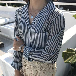 Stripe Chiffon Shirt As Shown In Figure - One Size